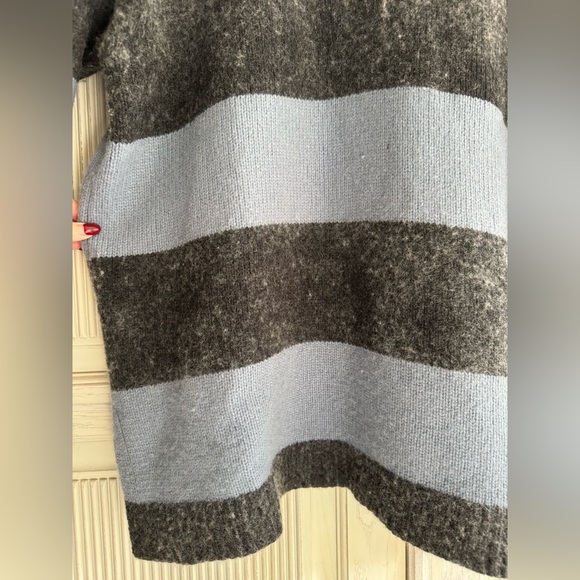 Madewell Women’s Wool Blend Blue and Black Rugby Striped Sweater, Large - Picture 9 of 16